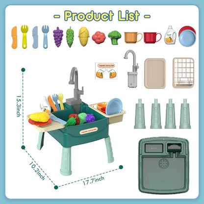 Kids Play Kitchen with Interactive Water Faucet