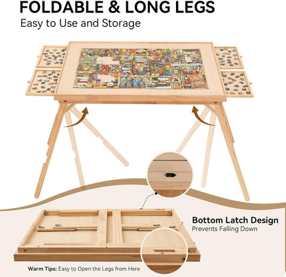 Wooden Puzzle Table with Storage