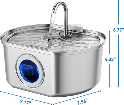 Pet Stainless Steel Water Fountain with Flowing Stream