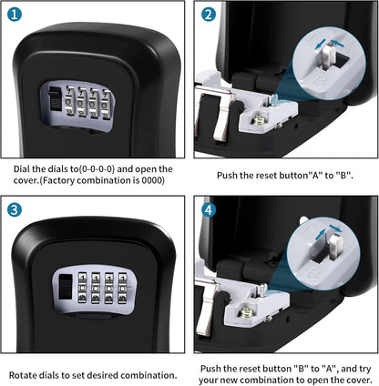 Secure Wall Mount Key Box with 4 Digit Code Lock