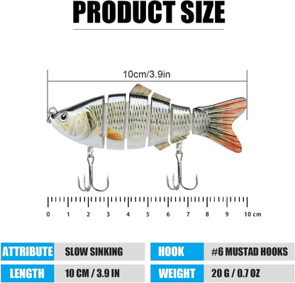 Realistic 6-Part Artificial Fishing Baits