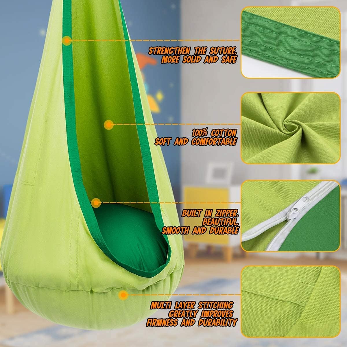 Comfy Hanging Swing Chair Indoor Outdoor Use