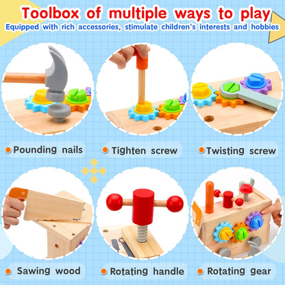 Kids Wooden Tool Kit Set Educational Toy