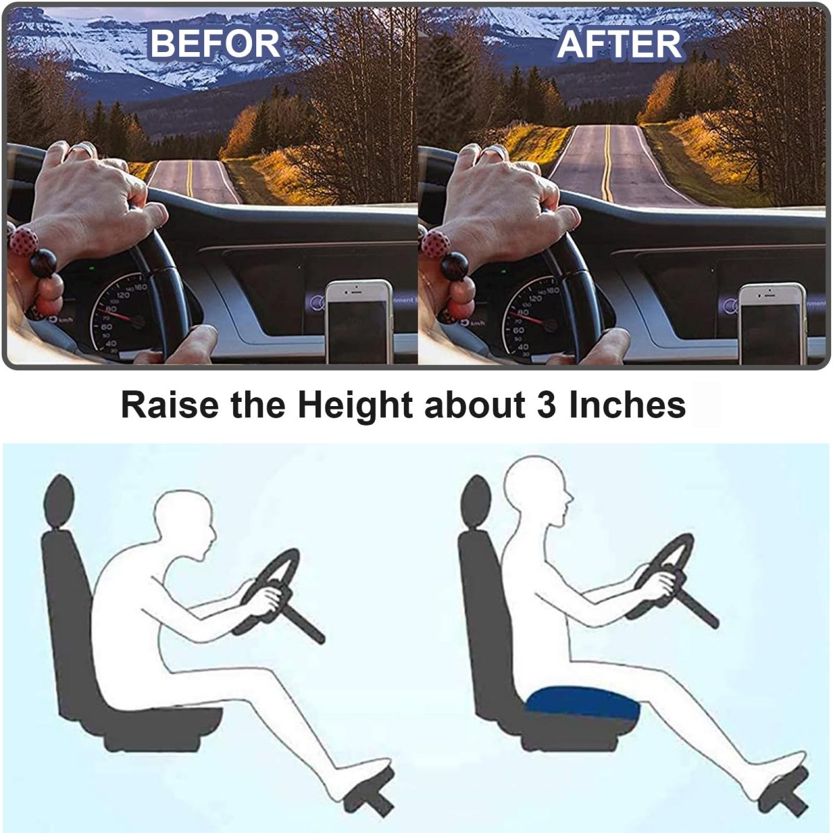 Comfortable Car Booster Seat Cushion for Extra Height
