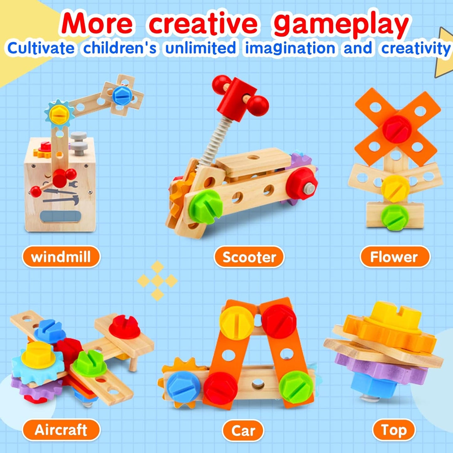 Kids Wooden Tool Kit Set Educational Toy