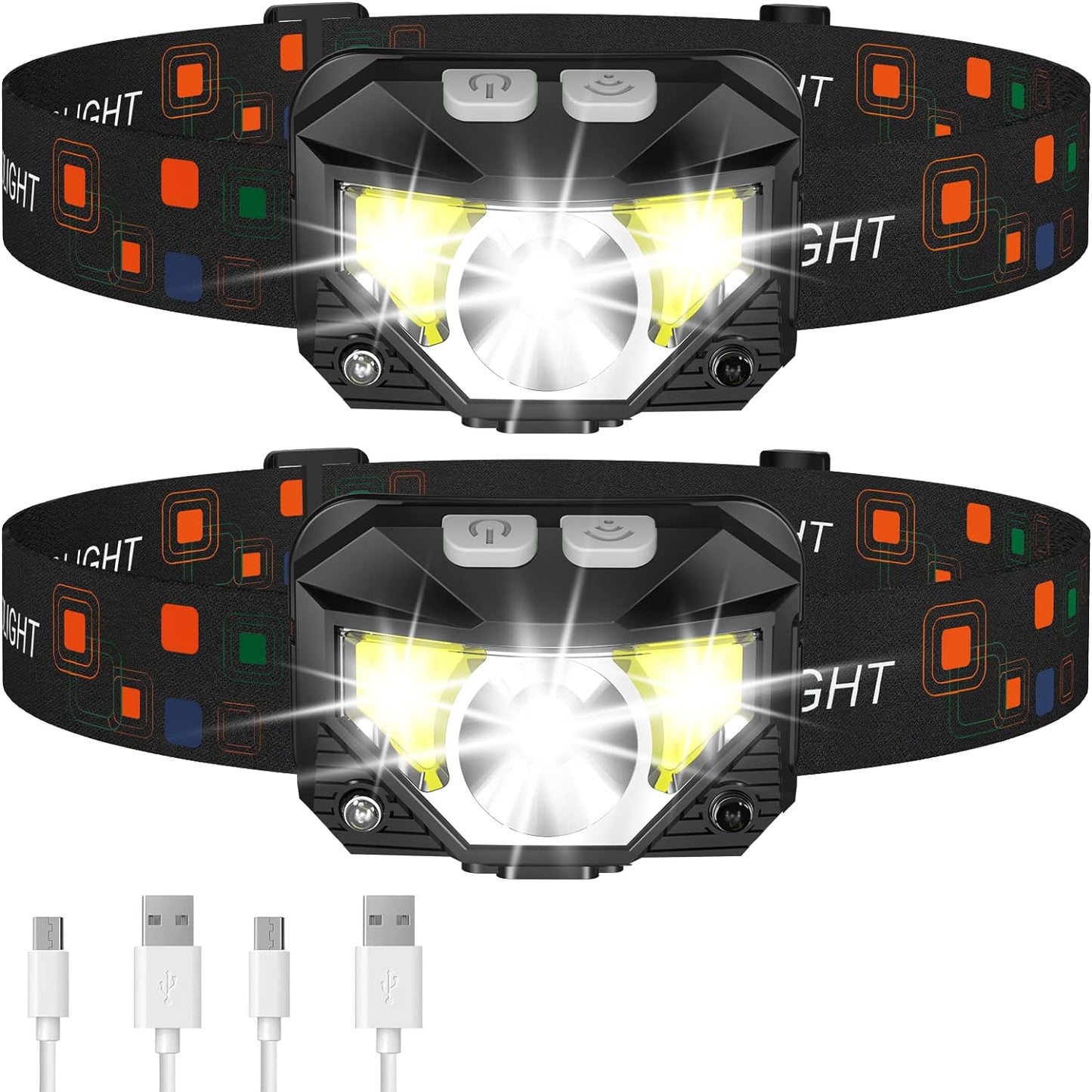 Bright 2-Pack Rechargeable LED Headlights with Motion Sensor - Fesara
