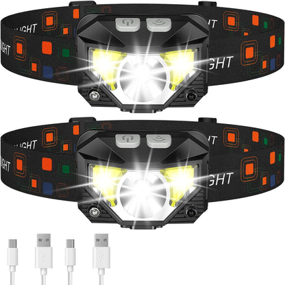 Bright 2-Pack Rechargeable LED Headlights with Motion Sensor - Fesara