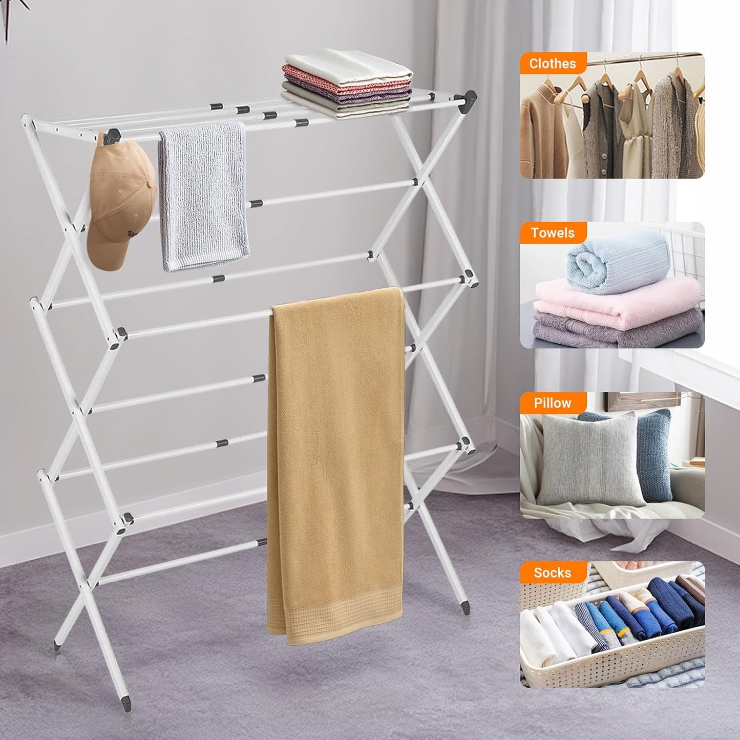 Portable 3-Tier Folding Clothes Dryer Rack