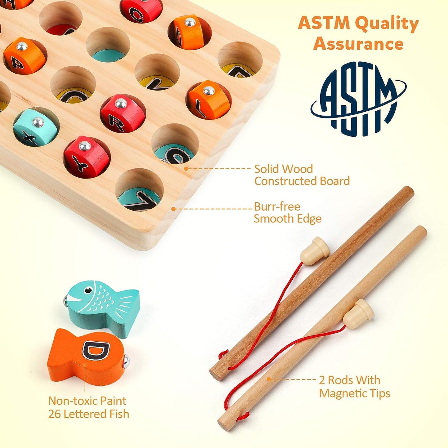 Colorful Wooden Magnetic Fishing Toy for Kids