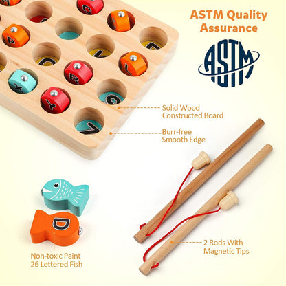Colorful Wooden Magnetic Fishing Toy for Kids