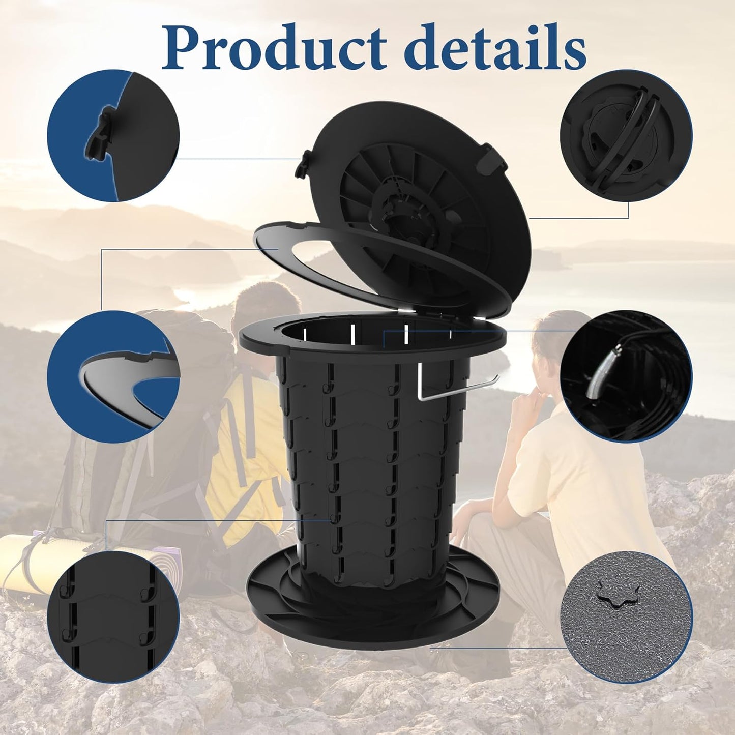 Compact Portable Camping Toilet with Adjustable Seat