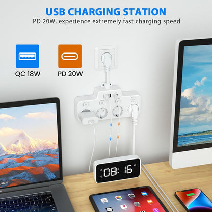 Flexible Wall Mount Outlet with USB Charging Station