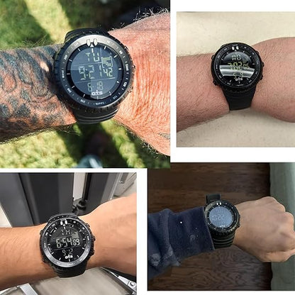 Rugged Men's Water Resistant Sports Watch with LED Light