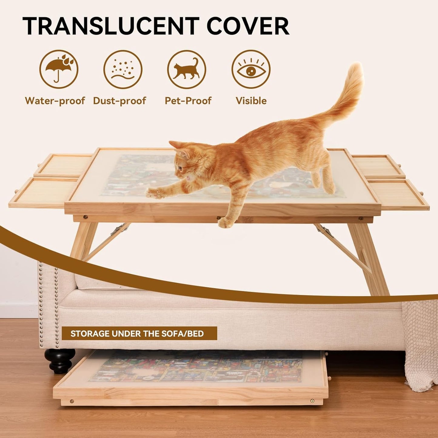 Wooden Puzzle Table with Storage