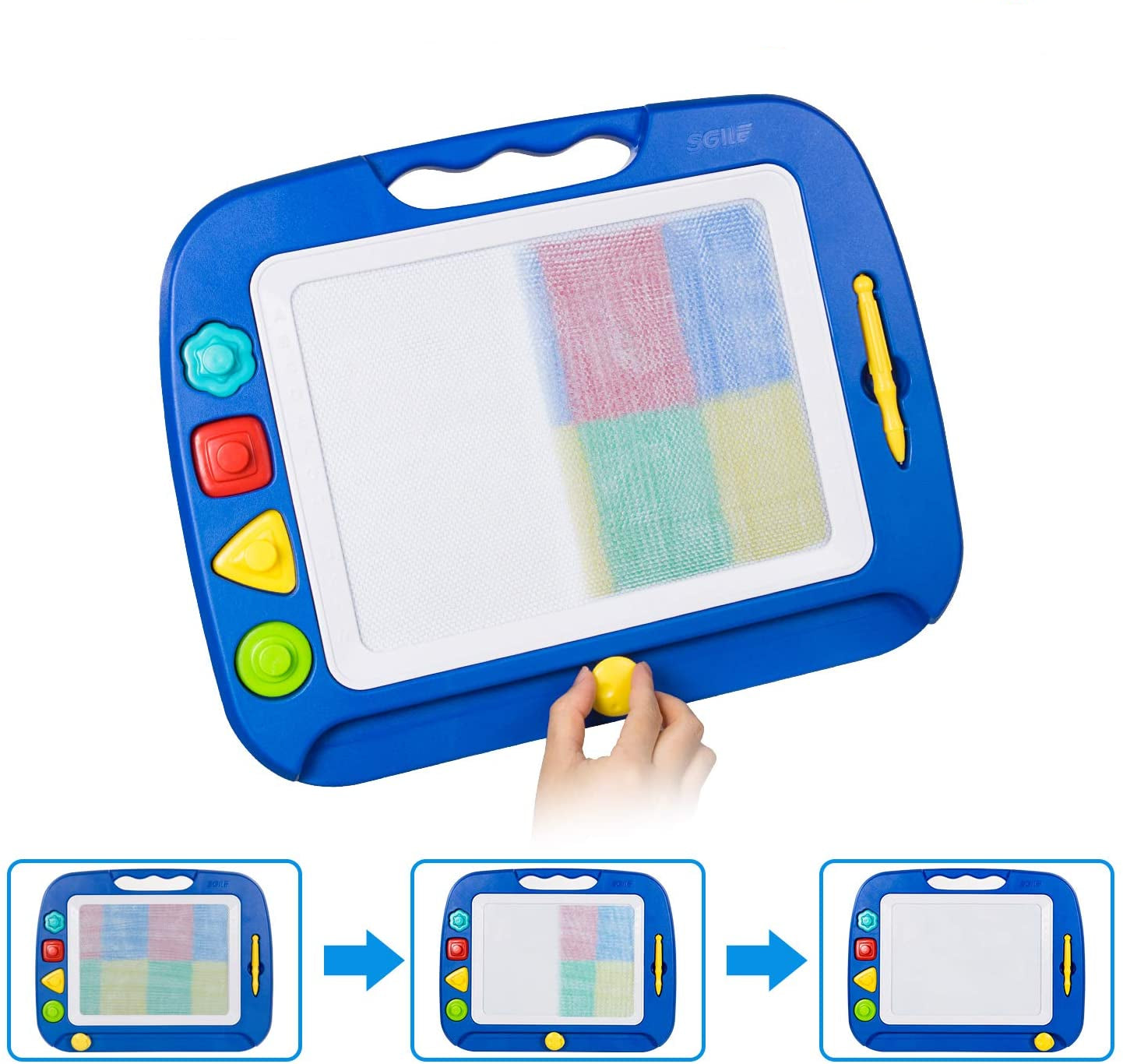 Magnetix Large Magnetic Drawing Board with Colors & Stamps