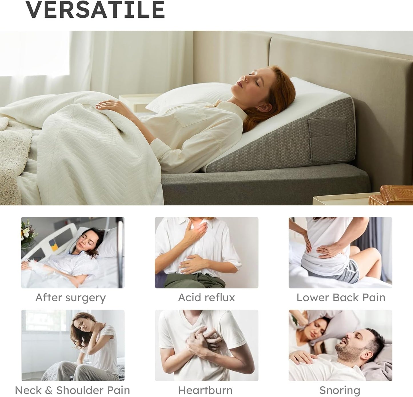 Comfortable Cooling Memory Foam Wedge Pillow for Back Pain