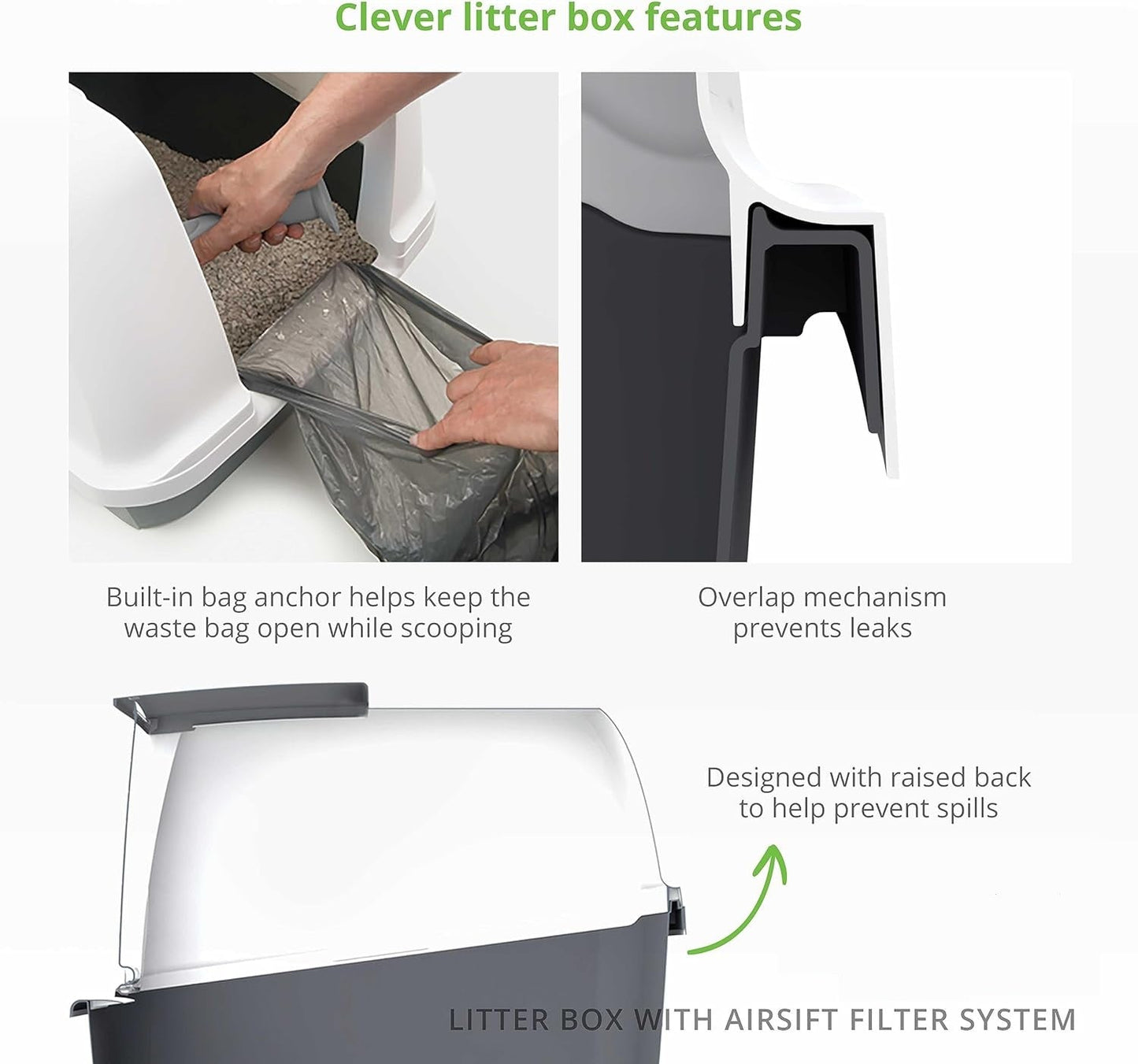 Large Hooded Cat Litter Box with Odor Control System