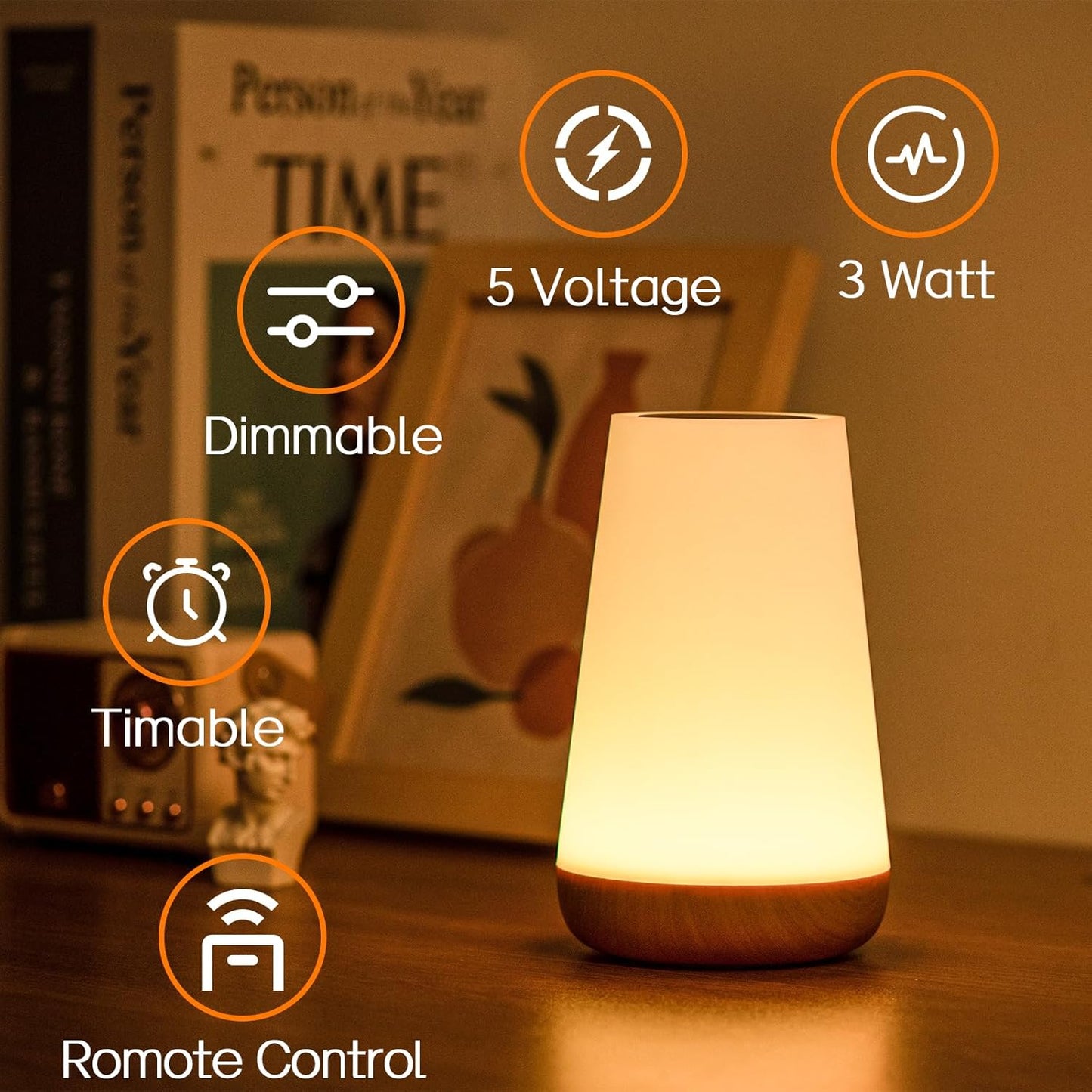 Colorful LED Touch Nightstand Lamp with RGB Colors