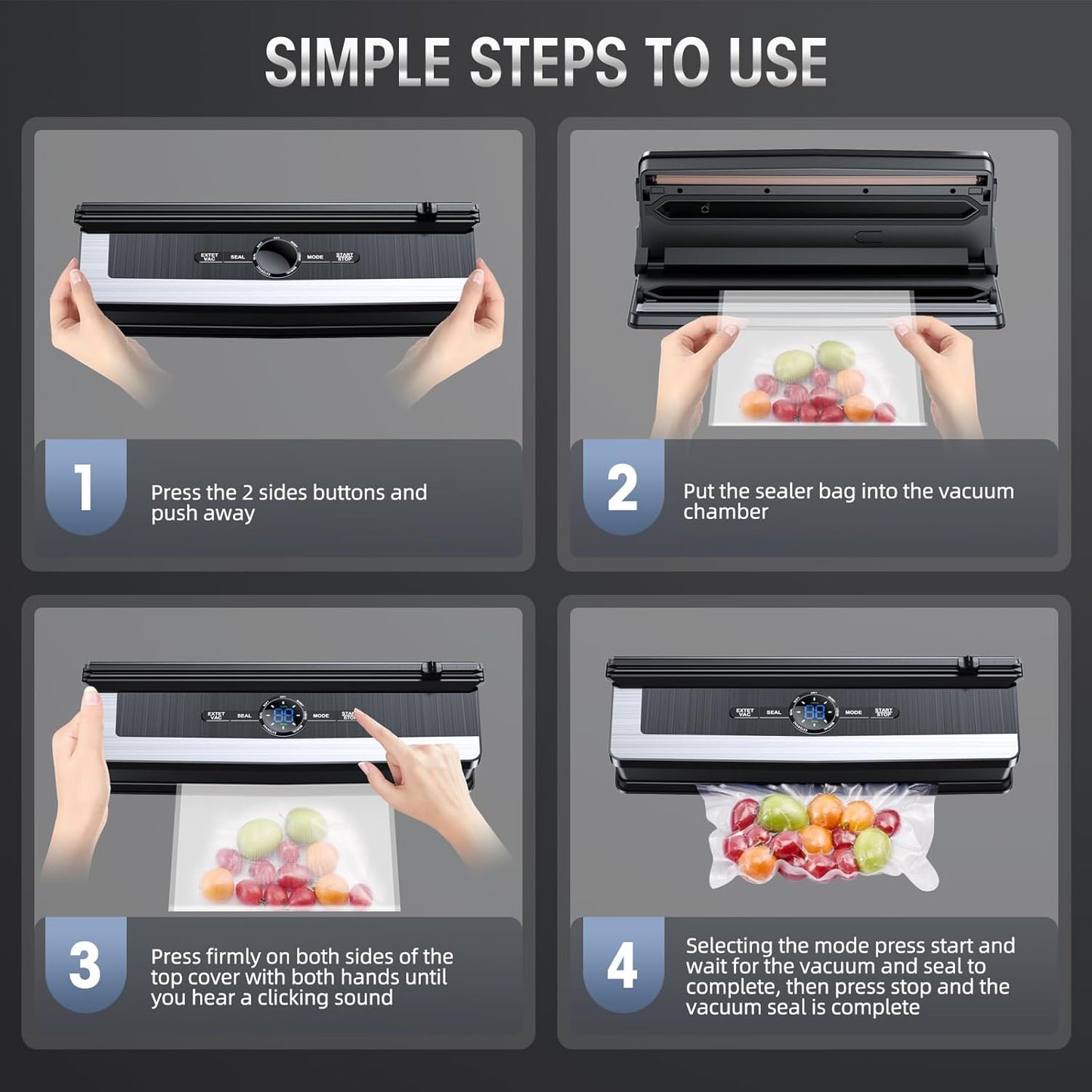 Automatic Food Sealer with Cutter and Vacuum Pump