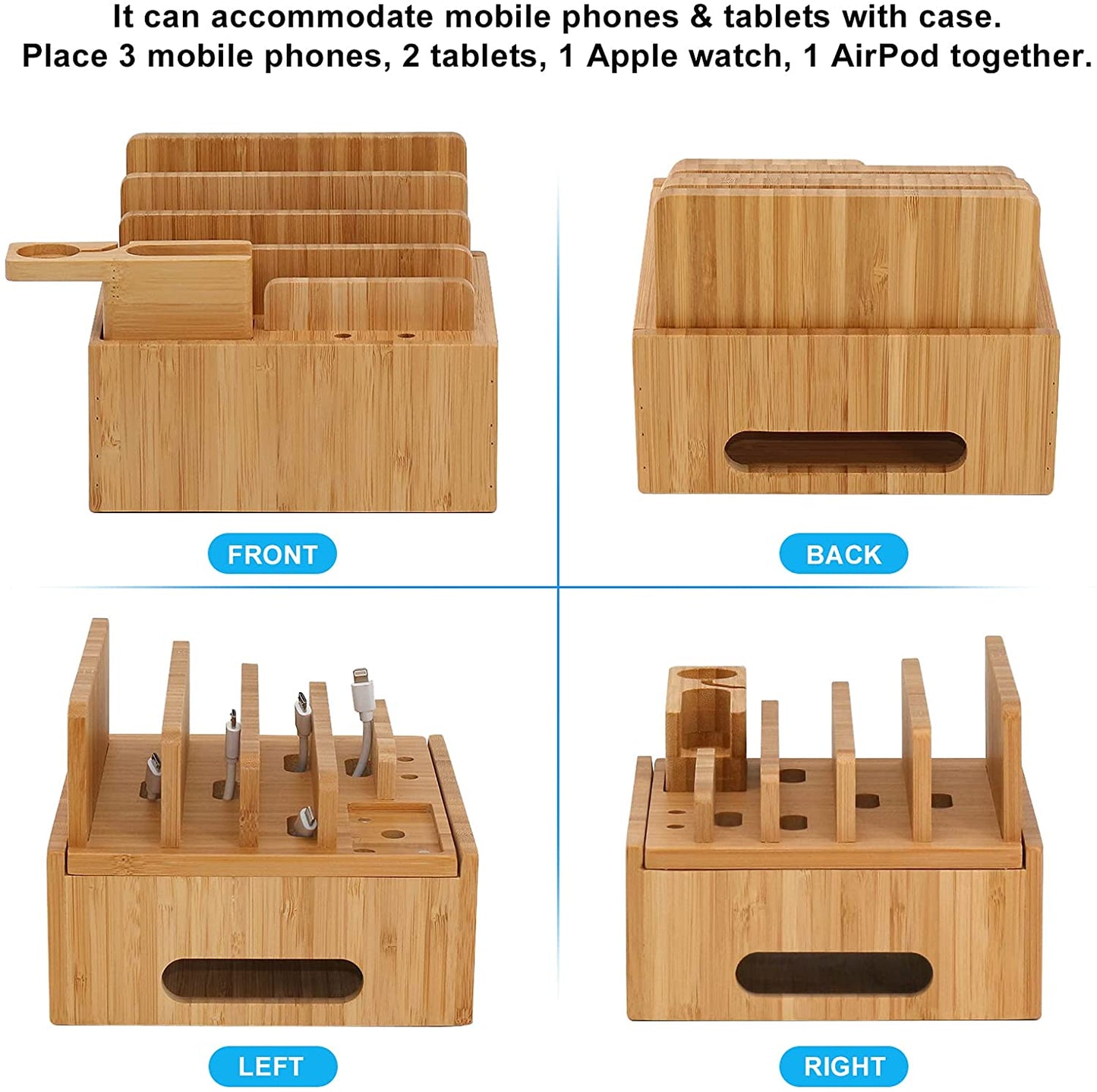 Eco Friendly Bamboo USB Charging Hub and Organizer