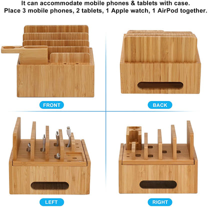 Eco Friendly Bamboo USB Charging Hub and Organizer