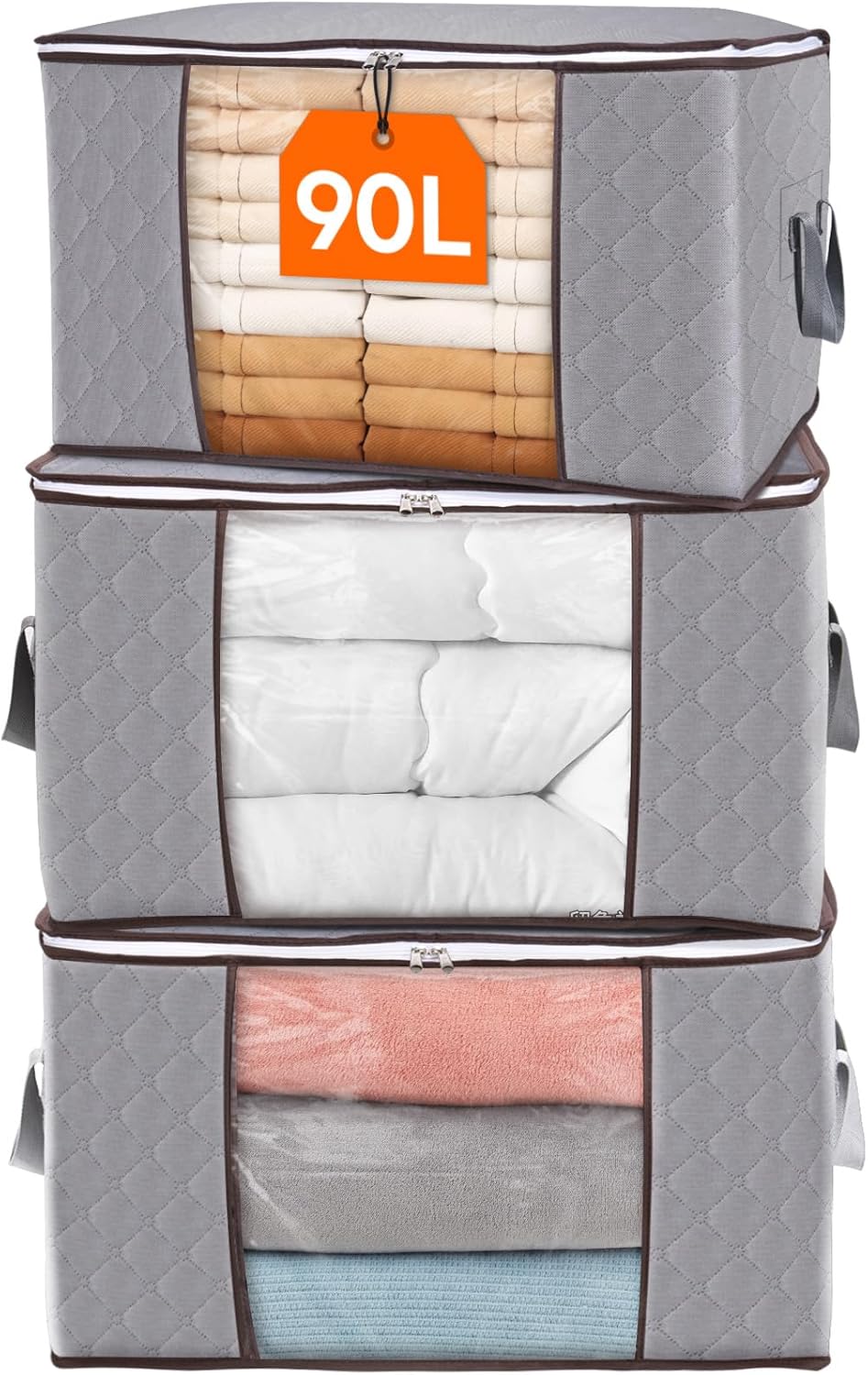 Collapsible Plastic Storage Bins with Lids and Window