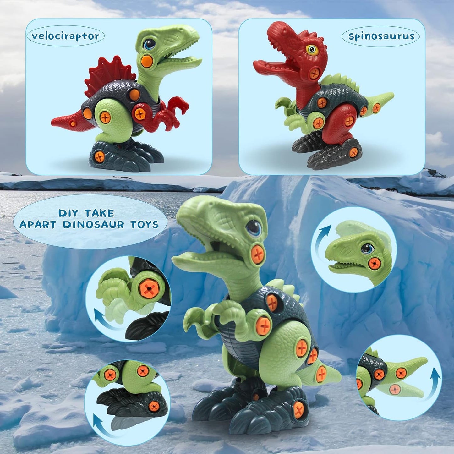 Colorful Dinosaur Building Toy Set