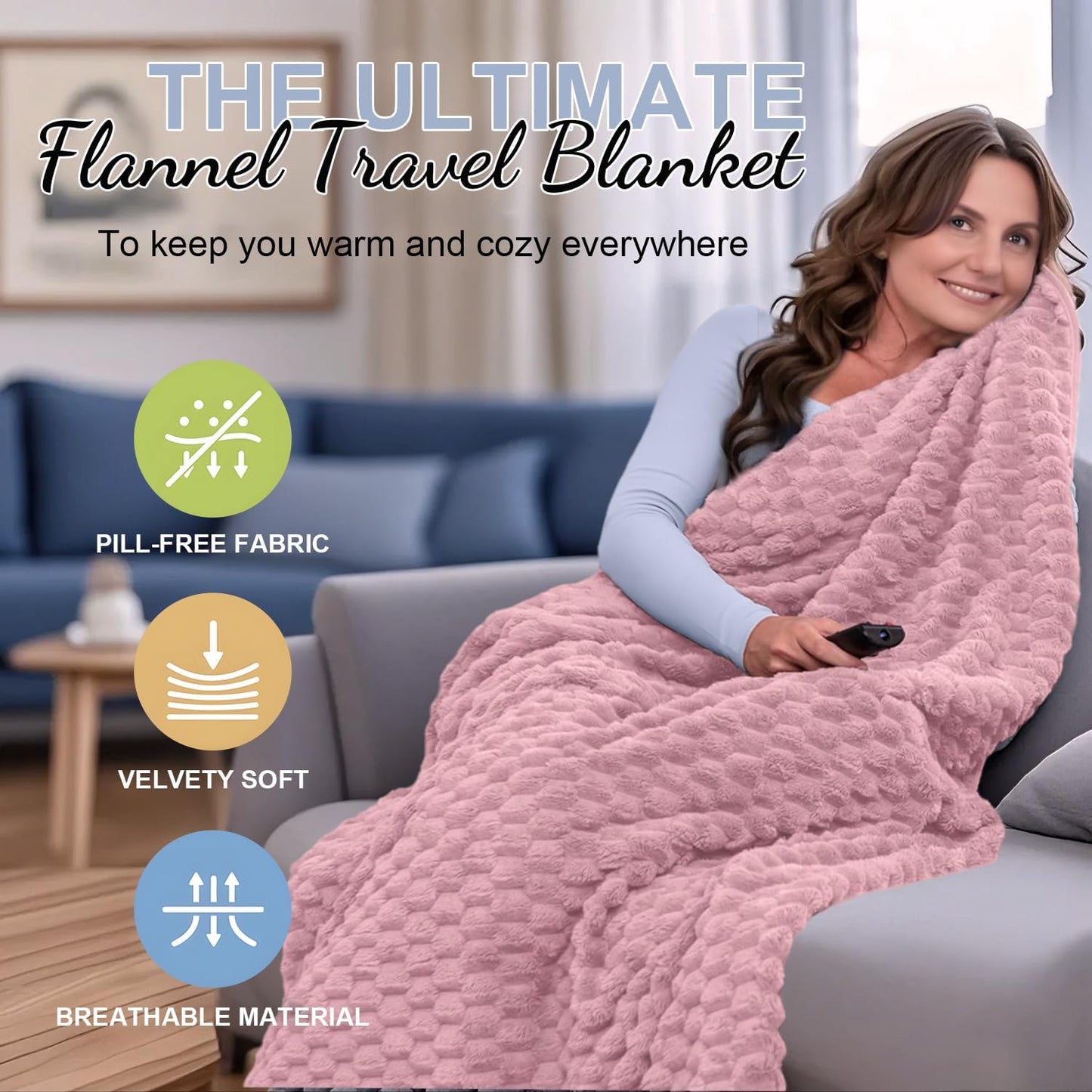 Portable Travel Blanket with Pillow Case and Bag