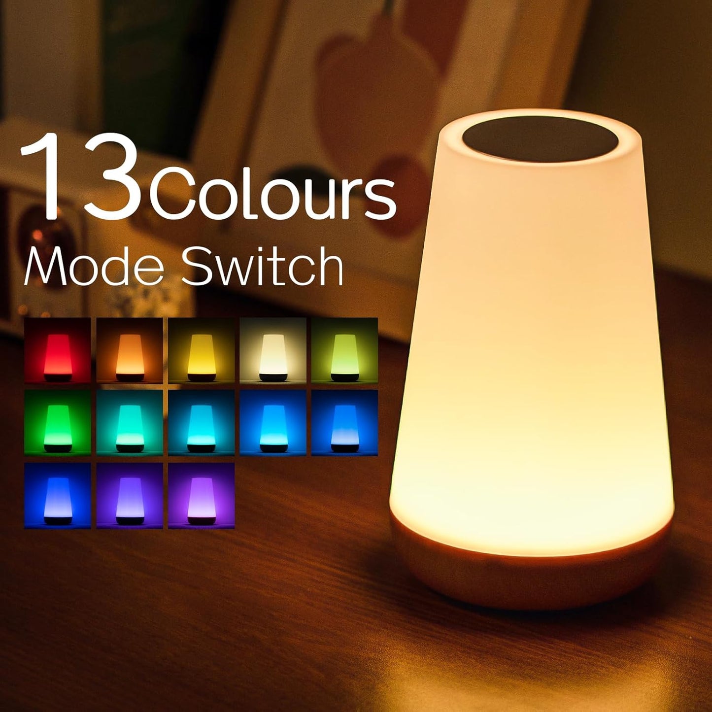 Colorful LED Touch Nightstand Lamp with RGB Colors - Fesara