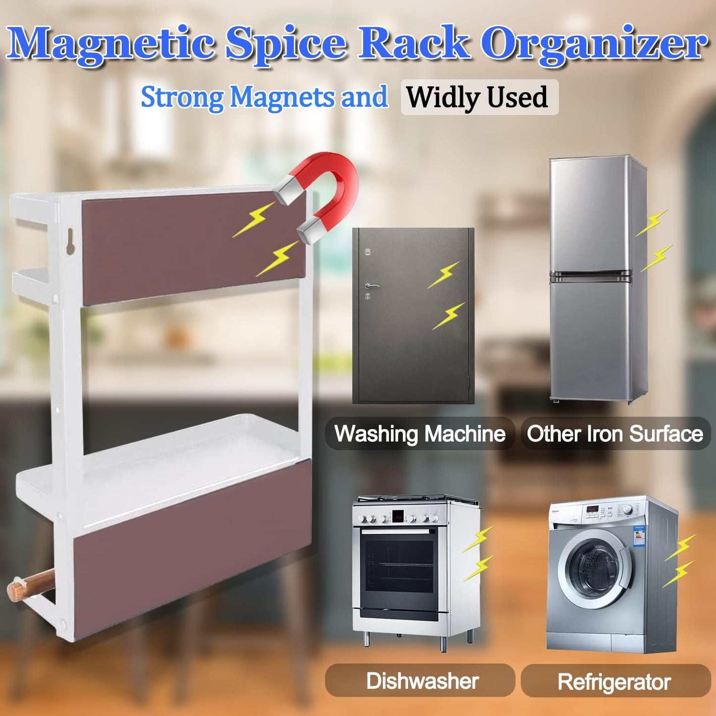 Space Saving Fridge Spice Organizer with Towel Holder