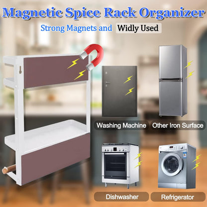 Space Saving Fridge Spice Organizer with Towel Holder