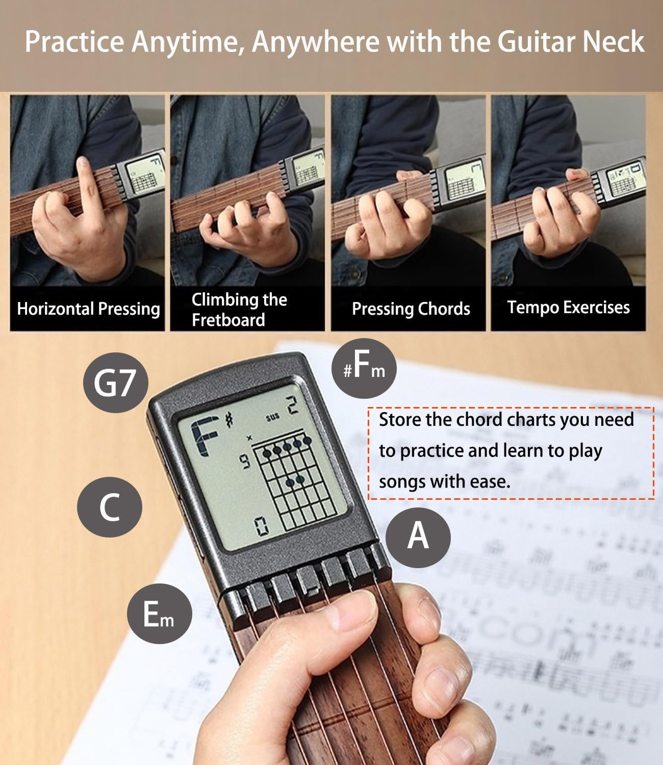 Easy Guitar Chord Learner - Portable Practice Tool