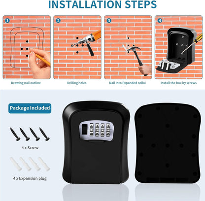 Secure Wall Mount Key Box with 4 Digit Code Lock