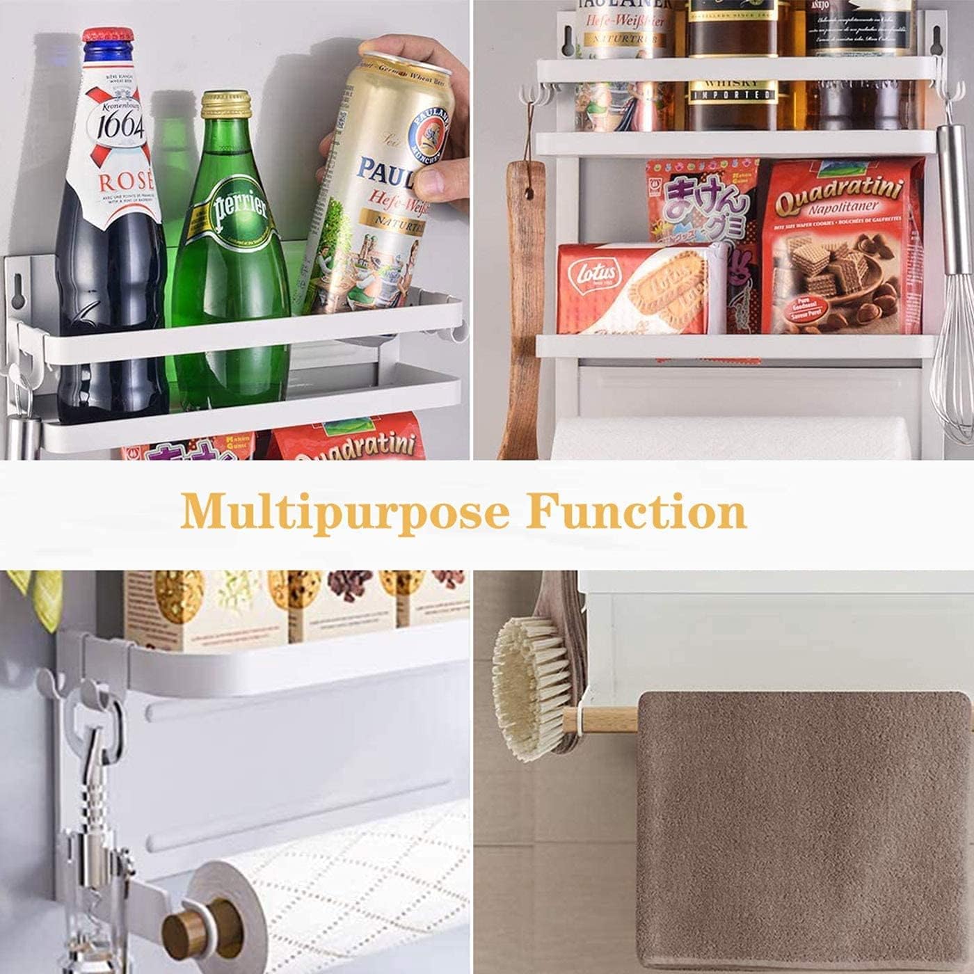 Space Saving Fridge Spice Organizer with Towel Holder