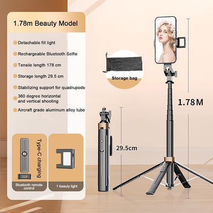Portable 70 Collapsible Bluetooth Selfie Tripod Stand - Fesara