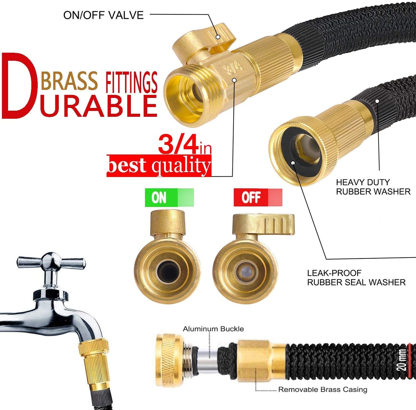 Flexible Water Hose with Brass Fittings