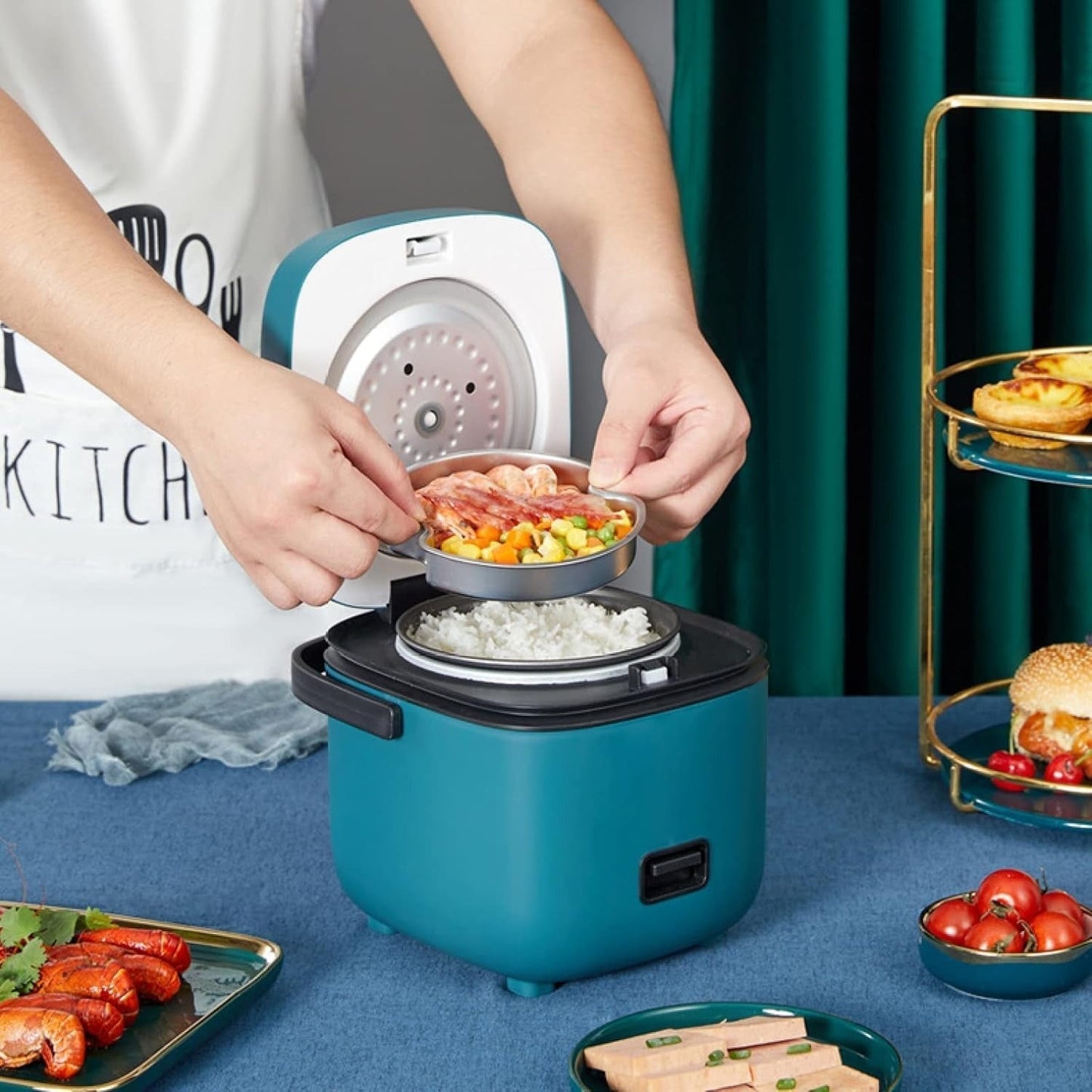 Small Electric Rice Cooker with Steam Function