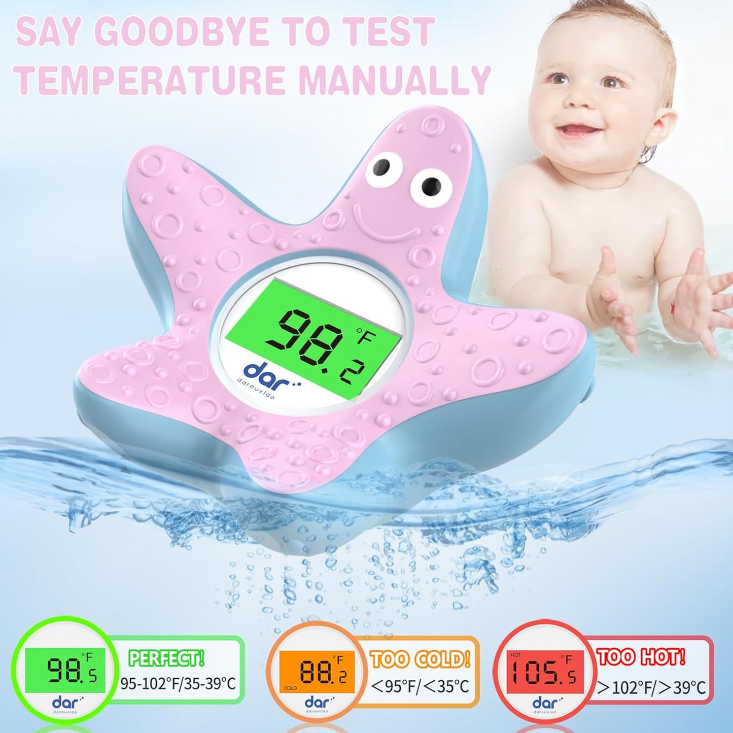 AquaVeilig Baby Bath Thermometer - Accurate Digital Water Temp Gauge