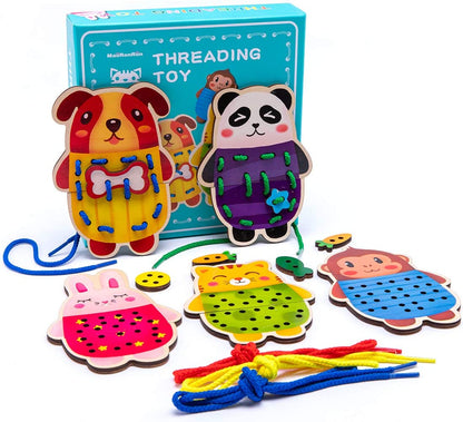 Fun Educational Wooden Lacing Cards - Fesara