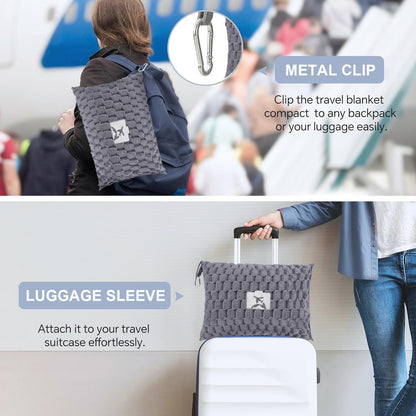Portable Travel Blanket with Pillow Case and Bag