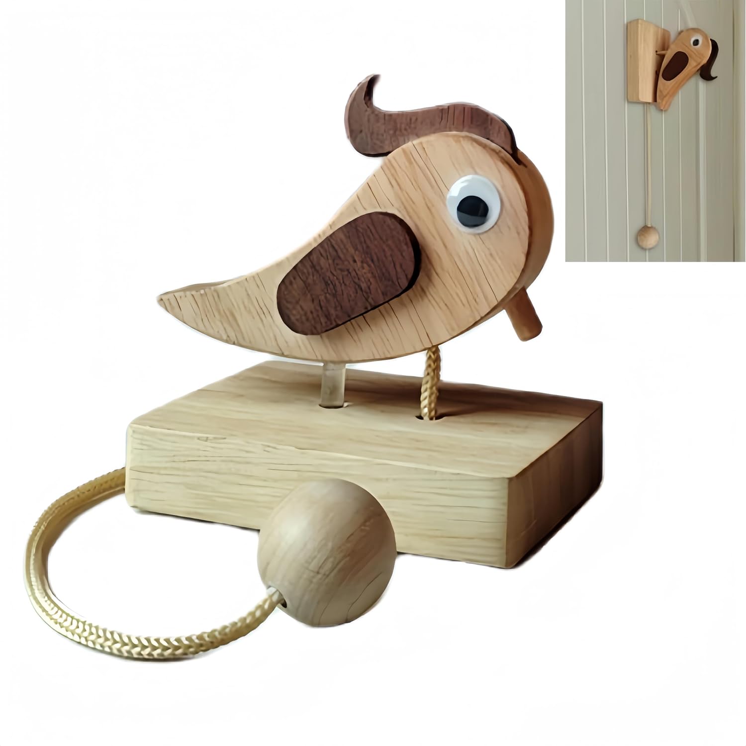 Rustic Wooden Bird Door Knocker - Fesara