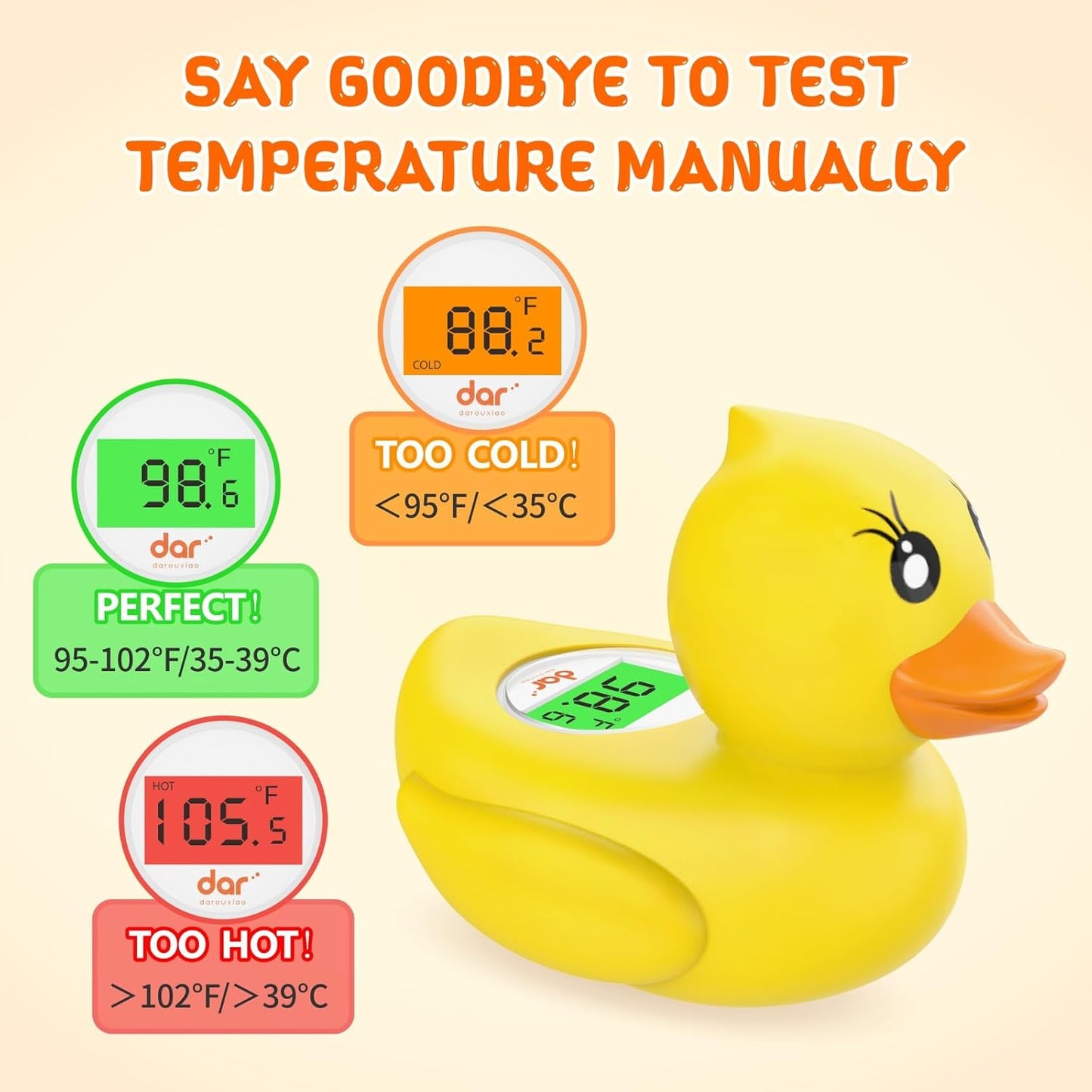 Accurate Baby Bath Digital Thermometer with Color Alert