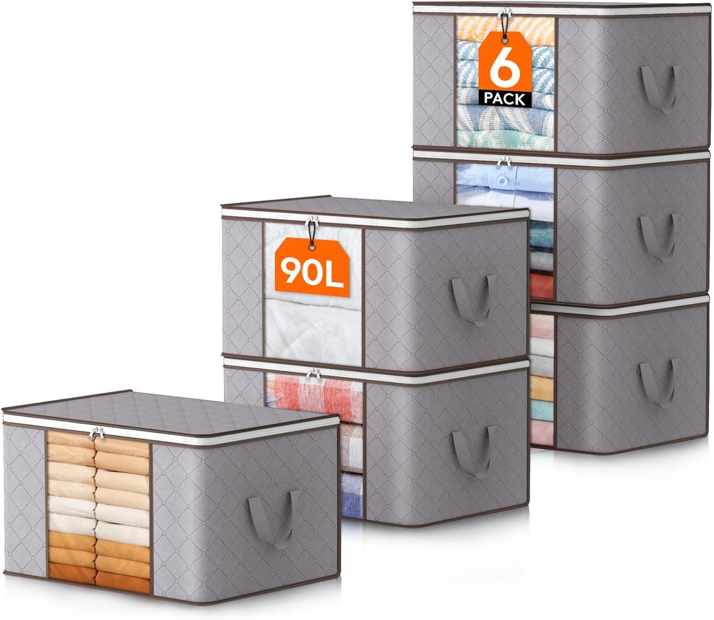 Collapsible Plastic Storage Bins with Lids and Window - Fesara