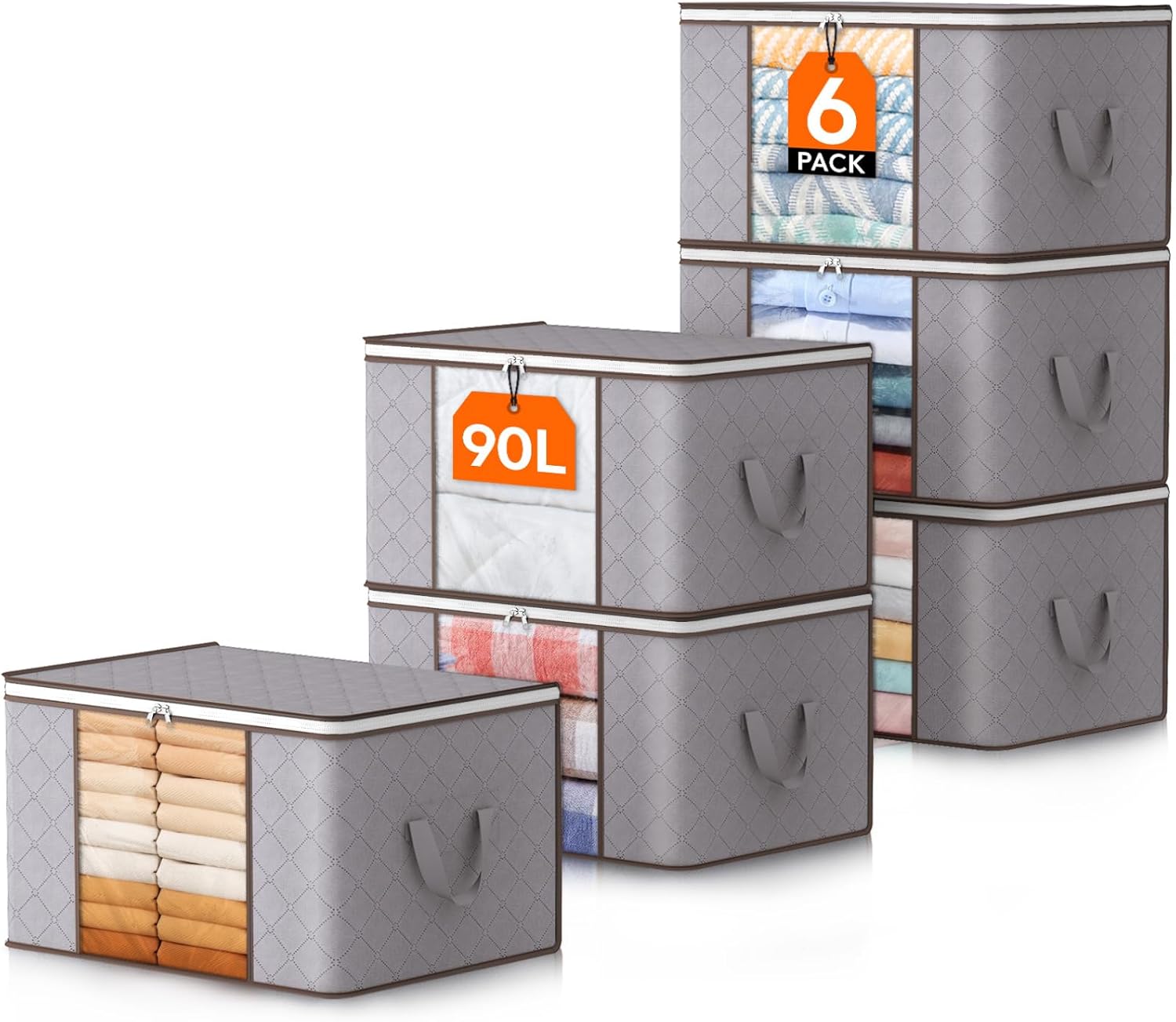 Collapsible Plastic Storage Bins with Lids and Window - Fesara