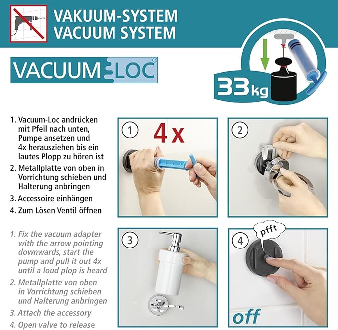 Easy Hang Vacuum Wall Hooks Duo - Strong Drill-Free Mounts