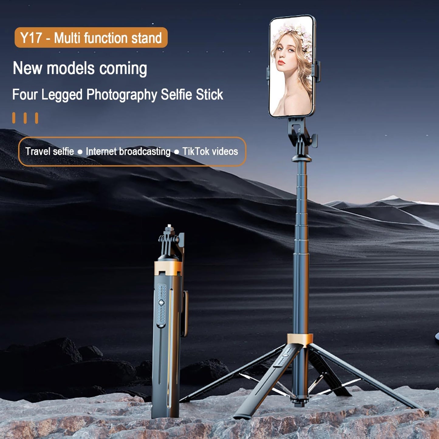 Portable 70 Collapsible Bluetooth Selfie Tripod Stand