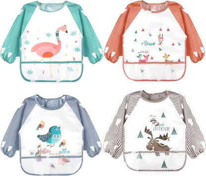 Protective Baby Long Sleeve Waterproof Bib Apron