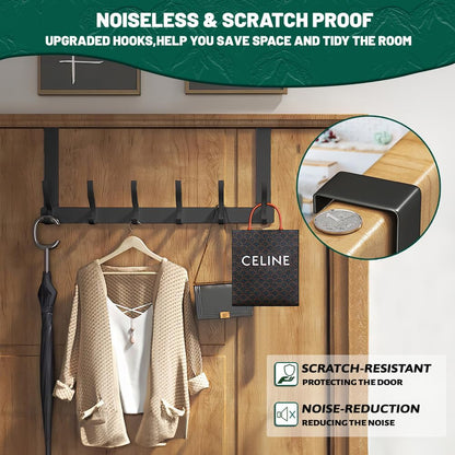 Space Saving Over Door Hook Rack with 6 Hooks