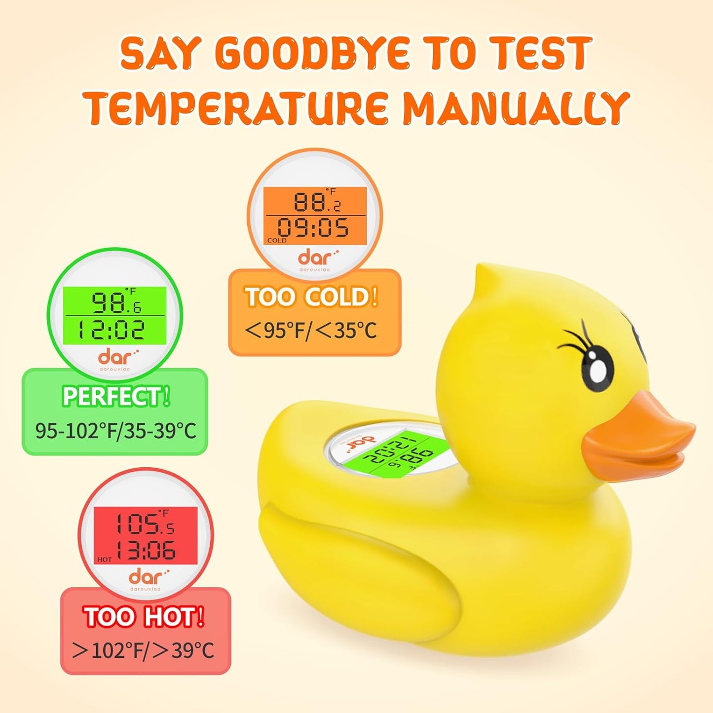 Accurate Baby Bath Digital Thermometer with Color Alert