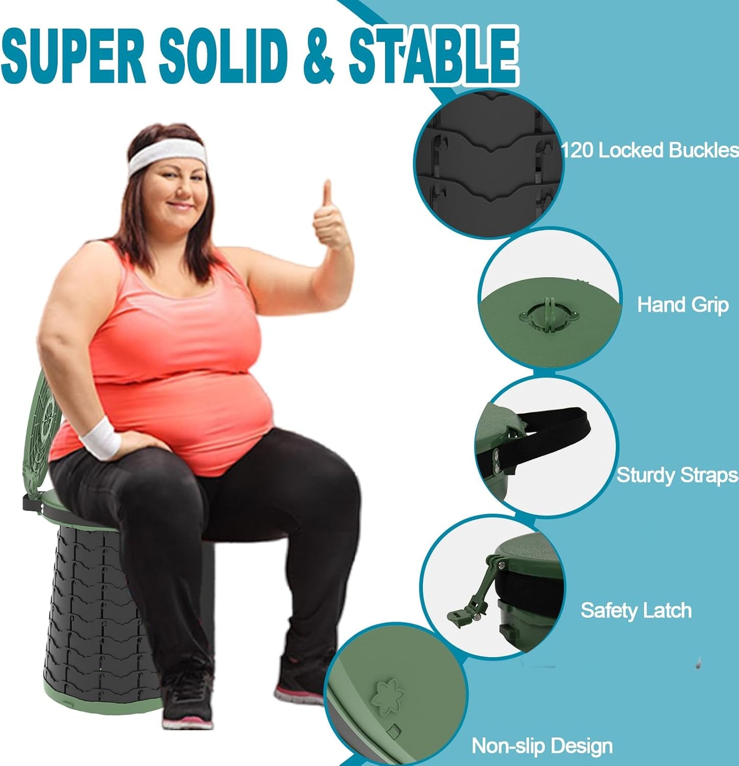 Compact Portable Camping Toilet with Adjustable Seat